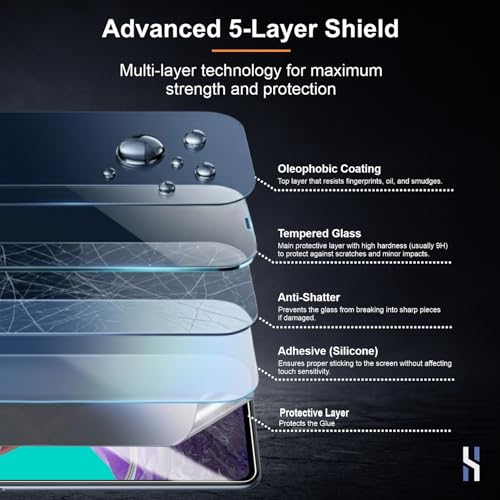 Image of Tempered Glass for Samsung Galaxy M53 | M52 | F54 (6.7 Inch) Military Grade 9H Screen Guard, Anti-Scratch, Shatterproof, Edge-to-Edge Full Coverage - Black Border