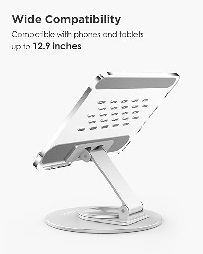 Miniatura 6 de MoKo Soporte acrílico para tableta  Soporte ajustable para iPad con base giratoria de aluminio de 360, compatible con dispositivos de 4.7-12.9