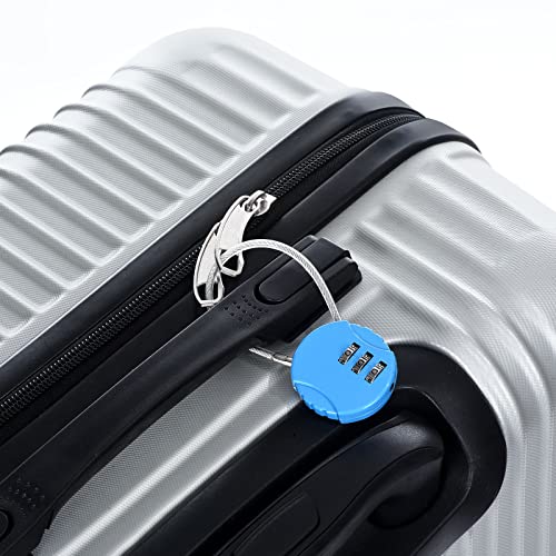 Image of PATIKIL Combination Lock 4.7 Inch, 3 Pcs 3 Digit Outdoor Waterproof Code Padlock with Wire Rope for Luggage Gym Locker Fence Toolbox Backpack, Black