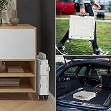 Meisax Einkaufstrolley klappbar, Einkaufswagen bis 30 kg, Transportbox mit 4 Rollen, Shopping Trolley Verstellbarer Aluminium Griff, Klappbar Transport Trolley für Einkaufen, Reisen, Büro (Grau)