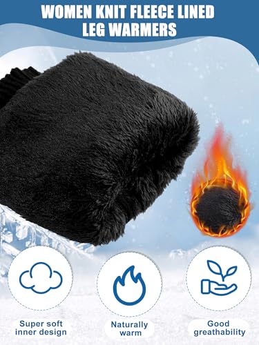image for Shihanee Winter Fleece Lined Leg Warmers for Women Knit Long Leg Warme
