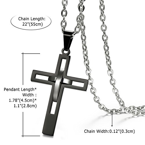 OIDEA Cross Pendant Necklace for Men Women: High Polish Hollow Openwork Stainless Steel Cross Chain Mens Jewelry Gifts3