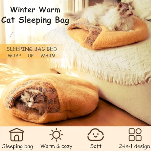 JCATPD Saco de dormir para gatos, saco de dormir de inverno para gatos internos, caverna de cama aut