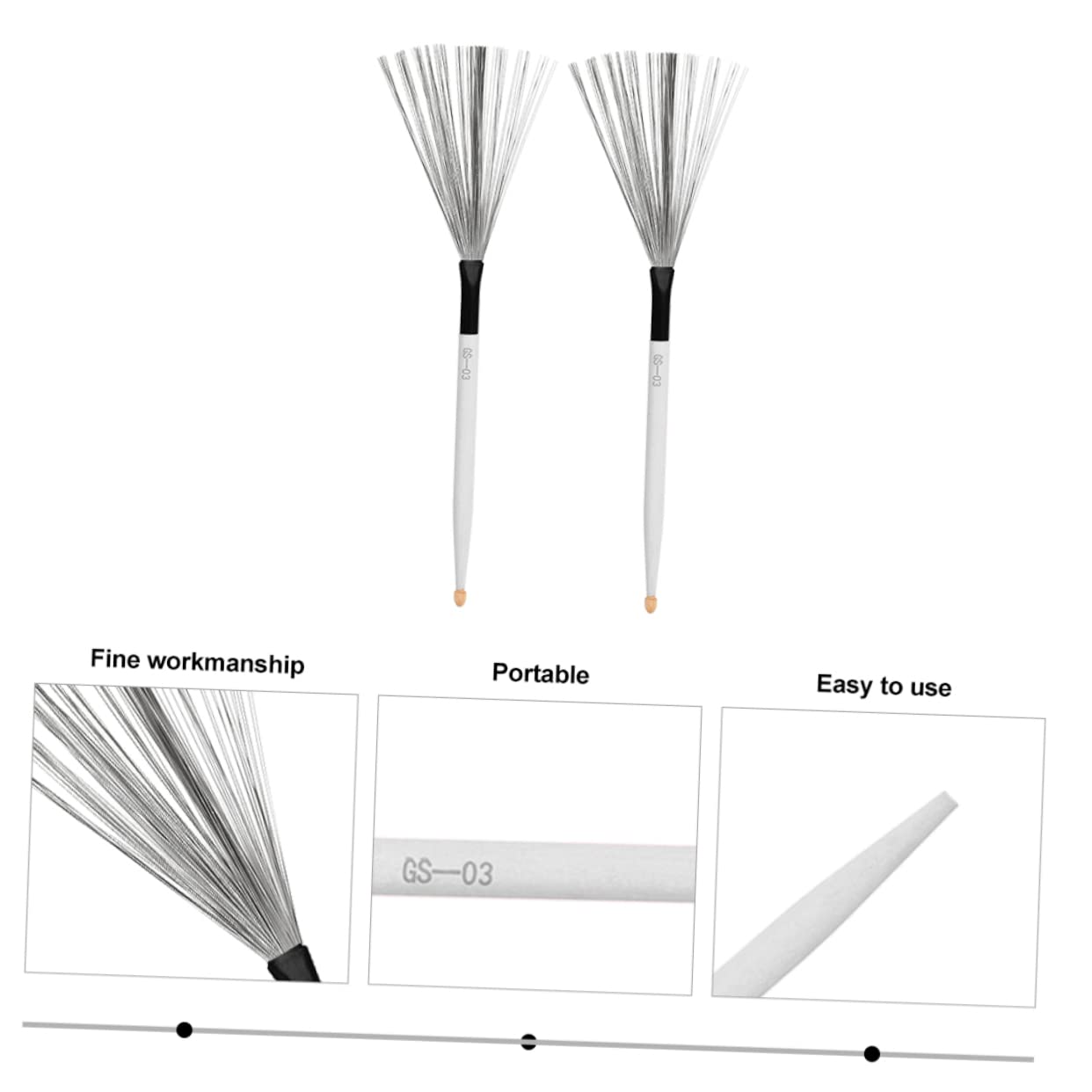 Abaodam 3paia Bacchette Per Batteria Jazz Acciaio Carbonio Con Manico Antiscivolo Per Strumenti Percussivi Per Musicisti e Appassionati Di Jazz