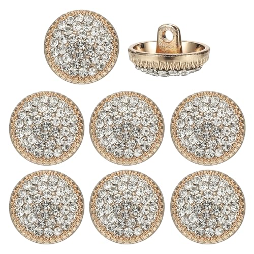 Boutons strass couture métal 15mm or blanc 8 pcs