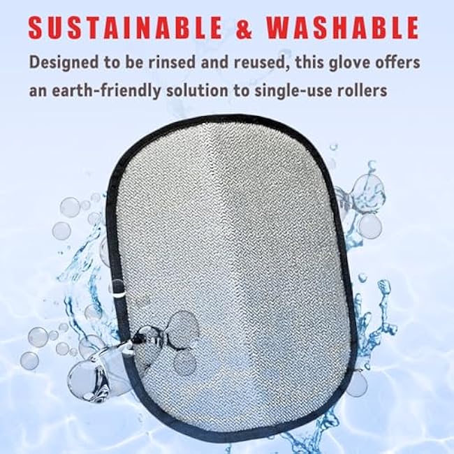 Pet Hair Removal Glove for Furniture, Carpet, Clothes and Car Seats, Electrostatic Cat & Dog Hair Removal Tool, Reusable Pet Hair Remover Glove with Silvervine Sticks (Black, 1 Glove & 2 Sticks)-9l77LMa2