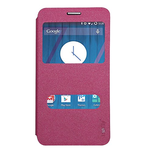 Image of Heartly Gold Sand Sparkle Luxury PU Leather Window Flip Stand Back Case Cover for MYu Yureka /Yureka Plus Cyanogen mod - Cute Pink