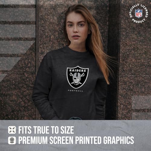Team Fan Apparel Women's NFL Ultimate Fan Logo Slouchy Crewneck -Tagless Fleece Lightweight Pullover - Officially Licensed (Las Vegas Raiders - Charcoal, Medium) - Image 4