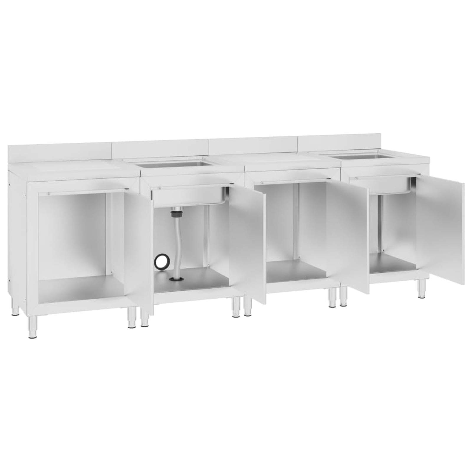 Mobiletto da Cucina con Lavandino in Acciaio Inox 240x60x96 cm,Mobiletto da Cucina,Mobiletto da Cucina Salvaspazio-3058272