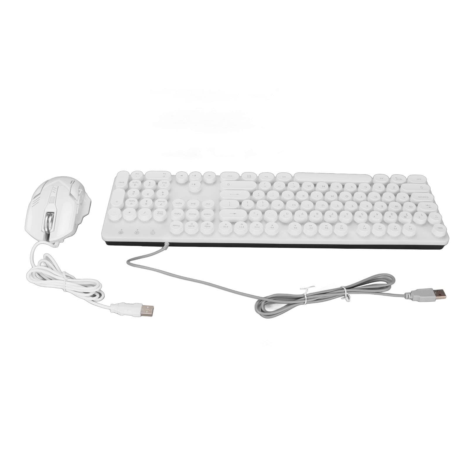 Tastiera da gioco cablata e mouse combinato, 104 tasti RGB retroilluminato tastiera meccanica Gaming Mouse Set 3600 DPI, per giocatori PC (bianco)