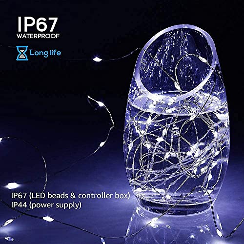 JosMega 2-Pack Solar String Lights 33–80ft, 100–240 Warm-White LEDs, 8 Modes — view 3