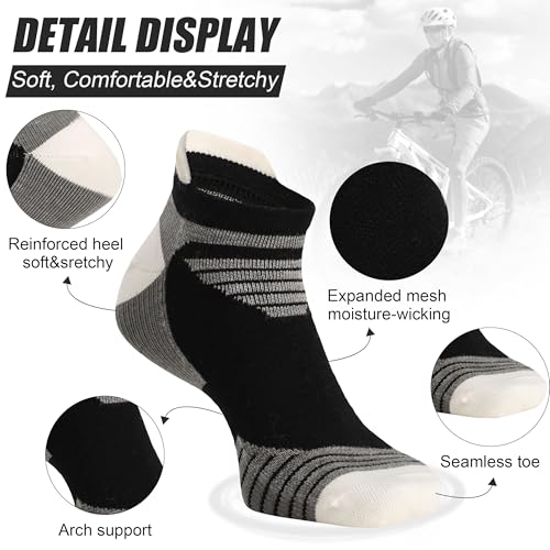 90% Merino Wool Sport Socks, Unisex Athletic Ankle Socks for Running, Hiking & Cycling,3-Pack3