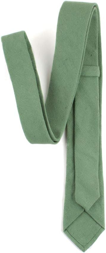 LEVAO Men's Cotton Skinny Necktie Solid Color Tie - Image 5