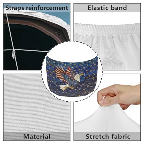 Image of Car Hood Cover Protector Stretchable Eagle American Flag Car Hood Wraps Auto Banner Auto Decorative Accessories for Compact Sedans SUV Trucks (59x39 Inch)