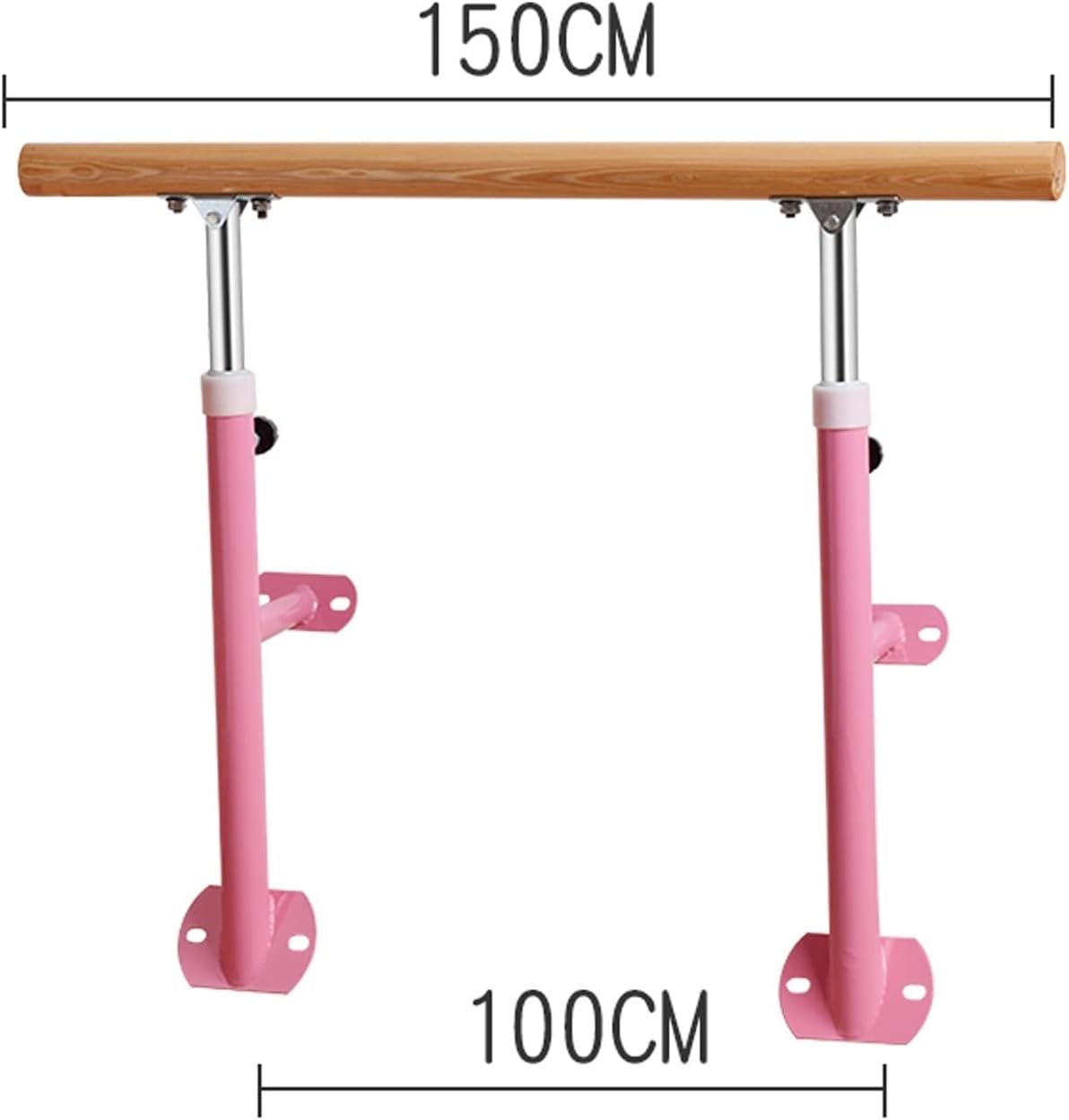 BarreStable Fixed Ballet Barre Wall-Mounted Solid Wood Dancing Practice Stick Height Adjustable Fitness Ballet Pole for Girls