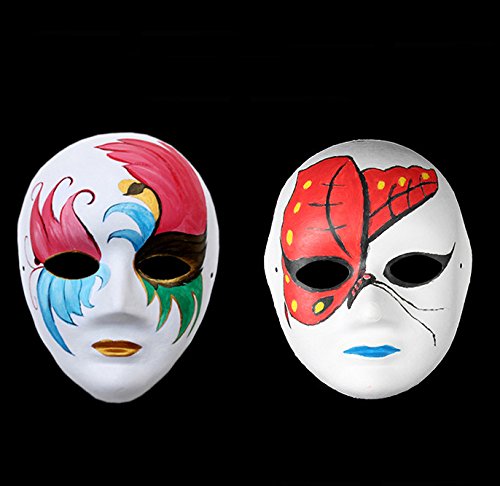 Mollensiuer 12Pcs Diy White Mask Paper Full Face Opera Masquerade Mask Halloween Party Cosplay Masks With Elastic Rope thumb #4