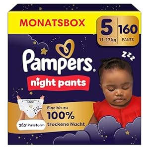 Pampers Night Pants Größe 5, 160 Windeln, 11-17kg, Pampers Night Pants Bieten Zusätzlichen Schutz Für Die Ganze Nacht