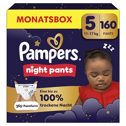 Pampers Night Pants Größe 5, 160 Windeln, 11-17kg, Pampers Night Pants Bieten Zusätzlichen Schutz Für Die Ganze Nacht 1