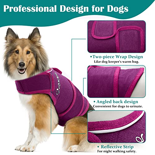 Image of Zeaxuie Baby-Use-Grade Dog Anxiety Vest, Breathable Dog Jacket Wrap for Thunderstorm, Travel, Fireworks, Vet Visits- Calming Coat for Small, Medium & Large Dogs-M-Purple