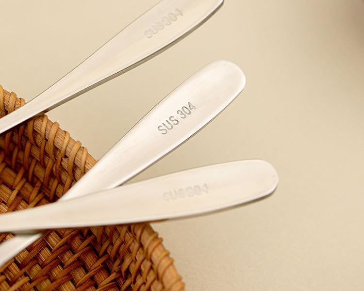 Silverware Flatware Set, 1/4/6/8/10/12pcs Stainless Steel Creative Flat Bottom Square Head Table Spoon Household Soup Spoon Ice Cream Dessert Spoon Tableware(12 Pieces)