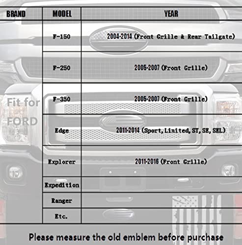 Image of Replacement for Ford Emblem,9 inch Overlay Emblem Front Grille Tailgate Rear Oval American Black Flag Badge for Ford F150 04-14, 11-14 Edge, 11-16 Explorer, 06-11 Ranger, 07-14 Expedition