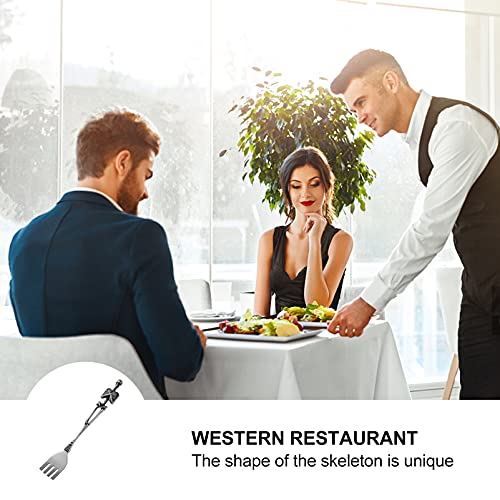 Cabilock Titanium Staal Skelet Schedel Vork Bestek Vintage Diner Vork Voor Home Kitchen Restaurant Halloween Pasen Tafel… - Afbeelding 8