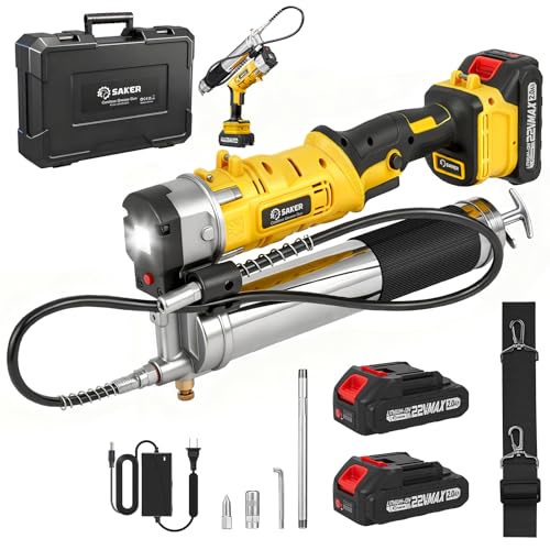 Saker Electric Grease Gun,5.3 oz/min Cordless Grease Gun Kit with...