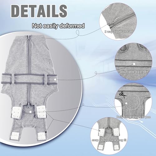 Image of Dog Recovery Suit,Combed Cotton Male Neuter Female Spay Surgery Recovery Large Suit,Full-Body Protection Surgical Shirt,Grey L