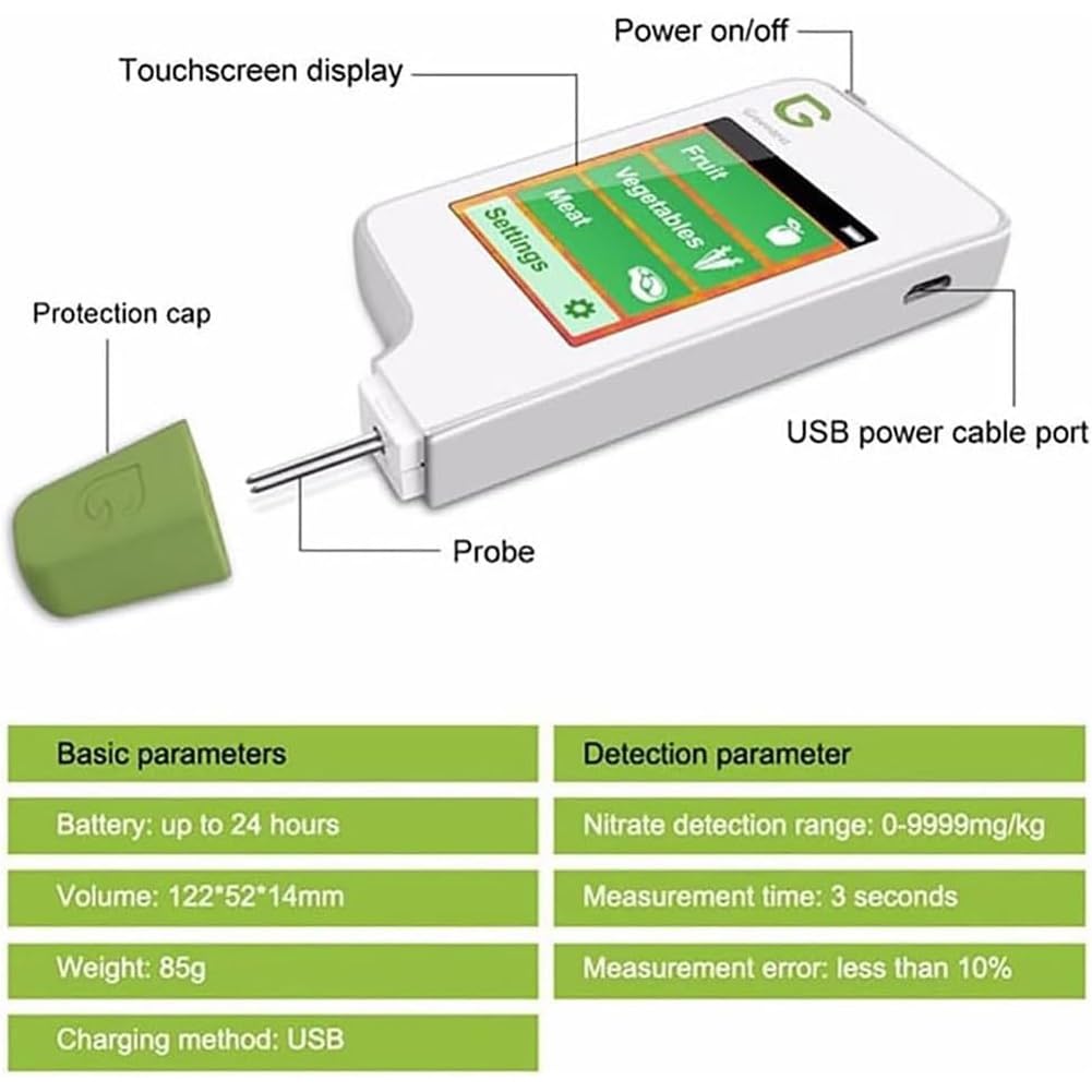 Probador de nitrato de alimentos, detector de residuos de pesticidas 6 en 1 for carnes, frutas y verduras, detector de alimentos, medidor de radiación for agua, for carnes frescas, frutas y verduras(B