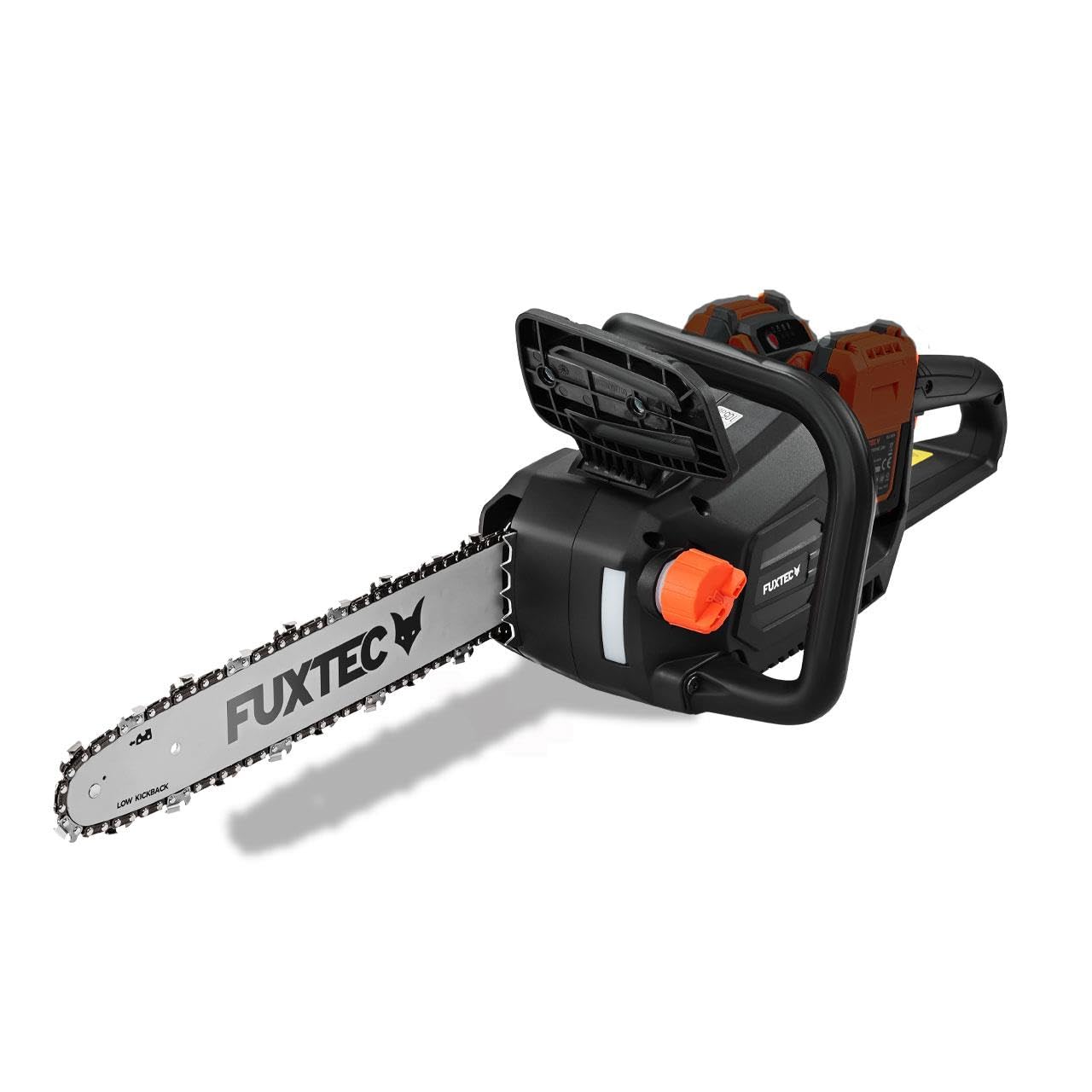 Akumulatorowa pilarka lancuchowa FUXTEC 2x20V FX-E2KS - dlugosc prowadnicy 14 cali, napiecie 2x20 V, waga 4,2 kg, predkosc lancucha 15 m/s i wylacznik bezpieczenstwa