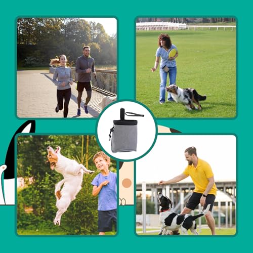 CJAPGJW Leckerlibeutel für Hunde, leckerlitasche für Hunde,Hundetraining futterbeutel hundetraining Multifunktionale Futtertasche mit Kotbeutelspender Verstellbarer Gürtel(Grau)