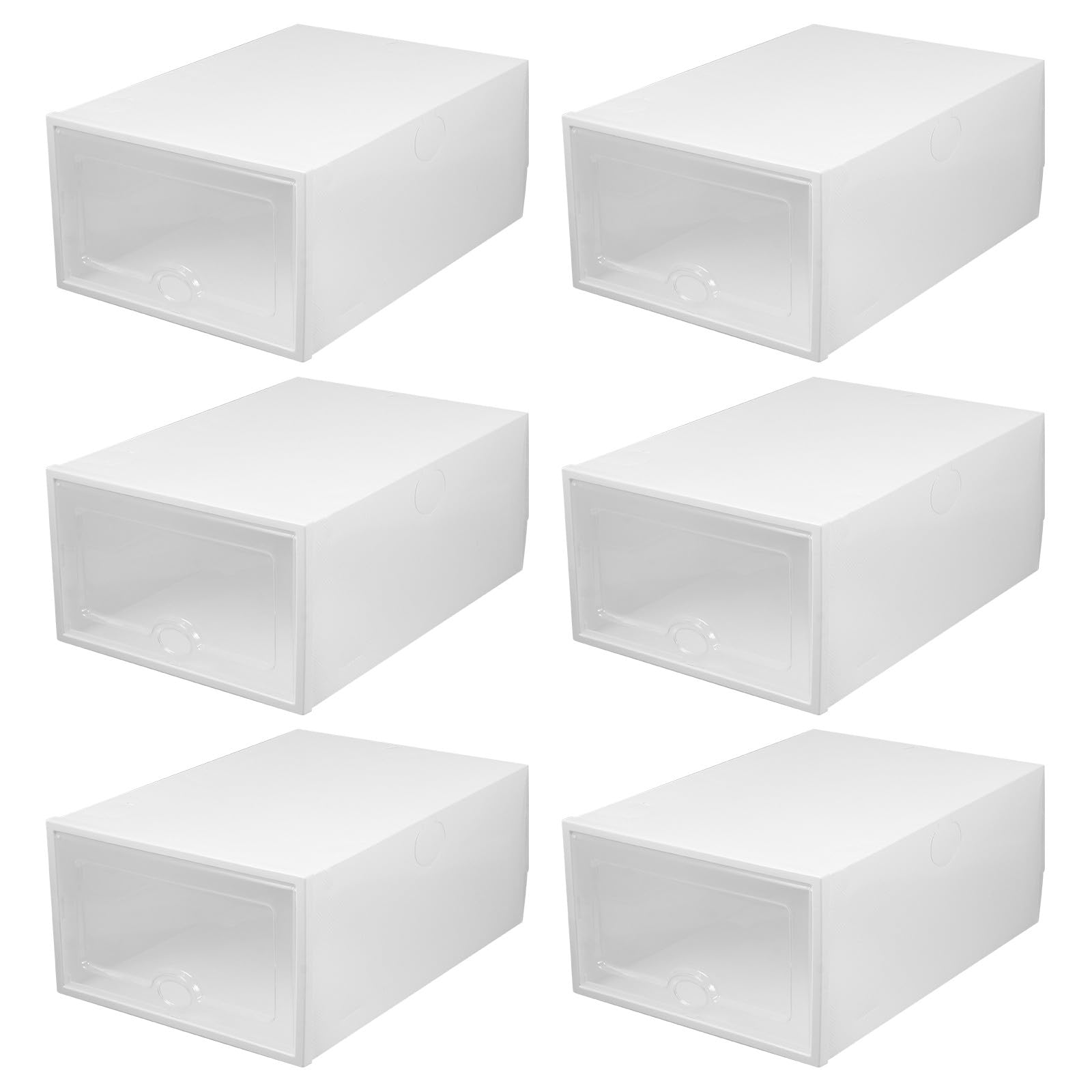 Boîtes de Rangement à Chaussures Dimensions 33x23x14 Cm Lot de 6 Style Simple en Plastique Blanc Transparent Protection les Rayures pour Organiser Votre Placard