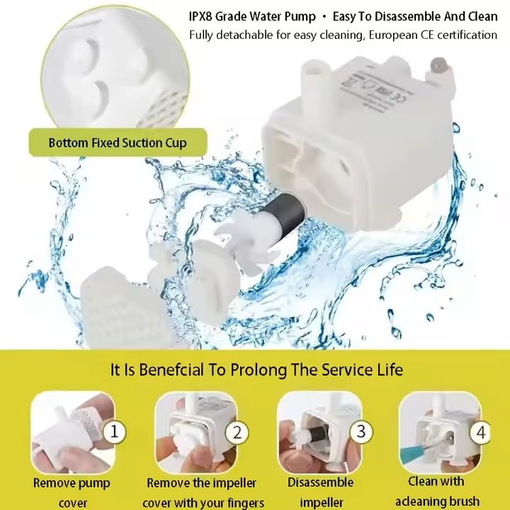 Cat Water Fountain 84oz/2.5L Stainless Steel, Automatic Dog Water Dispenser, Ultra-Quiet Pump, Water Level Window, BPA-Free, Advanced Filtration with 2 Filters for Cats, Dogs & Multiple Pets. - image 7