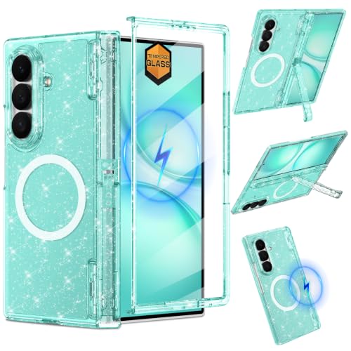 Shecaset for Galaxy Z Fold 8 Ultra Case,[Compatible with MagSafe][Built-in Screen Protector][Kickstand],Hard PC Hinge Protection Slim Fit Shockproof Girls Case for Samsung Galaxy Z Fold 8 Ultra,Green