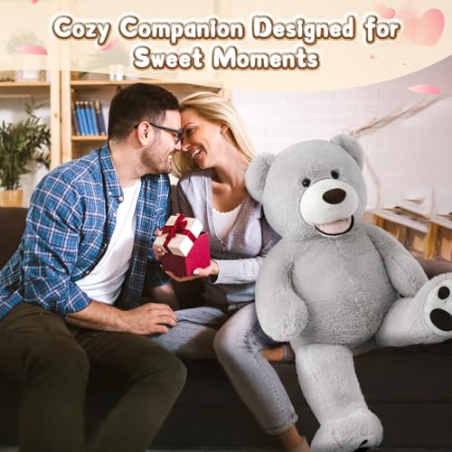 Image of MorisMos Giant Teddy Bear, 39inch Large Stuffed Bears with Big Footprints Plush Stuffed Animals Gifts for Kids, Gray
