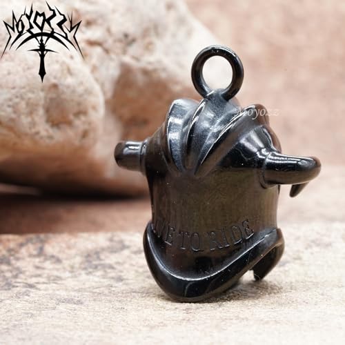 Image of Motorcycle Biker Roman Gladiator Warrior Spartan Helmet Guardian Bell Luck Gremlin Ride Bell Hanger or Lucky KeyChain