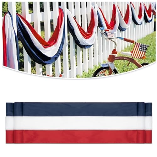 2x20Ft Large Patriotic US Flag Bunting Decorations 4th of July Red, White & Blue Stripe Banner Veterans Day Memorial Days Celebration Decorations Home Garden Outdoor-1Pack