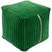Slype Modern Solid Color Pouf. Green Contemporary Traditional Cotton Single