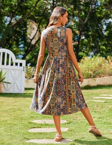 Image of Zeagoo Women's Summer Tank Midi Dress with Pockets Floral Sleeveless A-Line Casual Loose T-Shirt Dresses Beach Sundress 2026