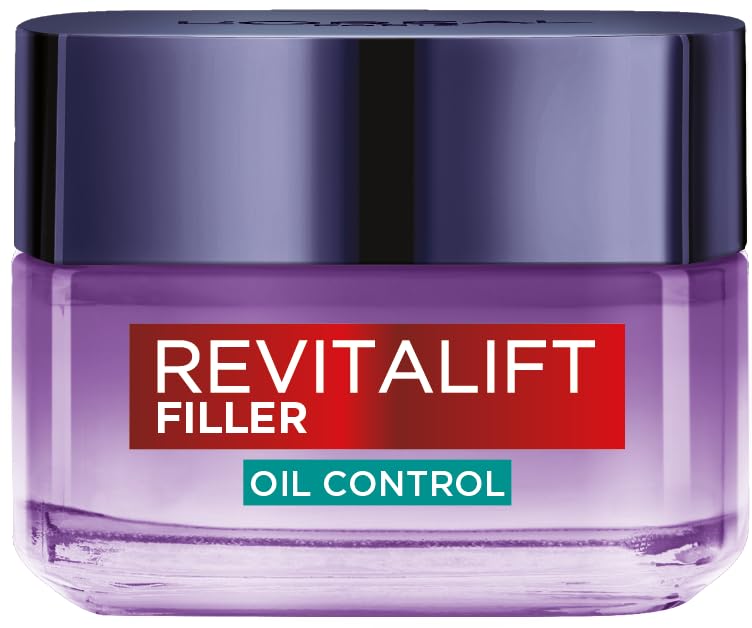L'Oréal Paris Revitalift Filler 8H Oil Control Hyaluronic Gel Cream, Reduces Oiliness & Mattifies Skin, Gel-texture cream