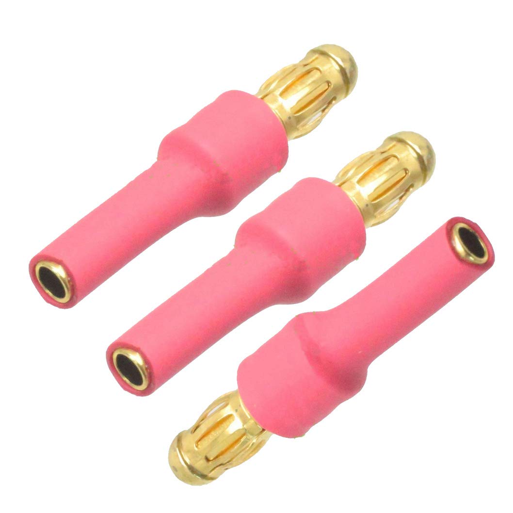 JFtech RC No Wires 3.5mm Male to 2.0mm Female Bullet Connector Gold Banana Plug Conversion Adapter for RC Airplane Aircraft Car ESC Motor (pack of 3)