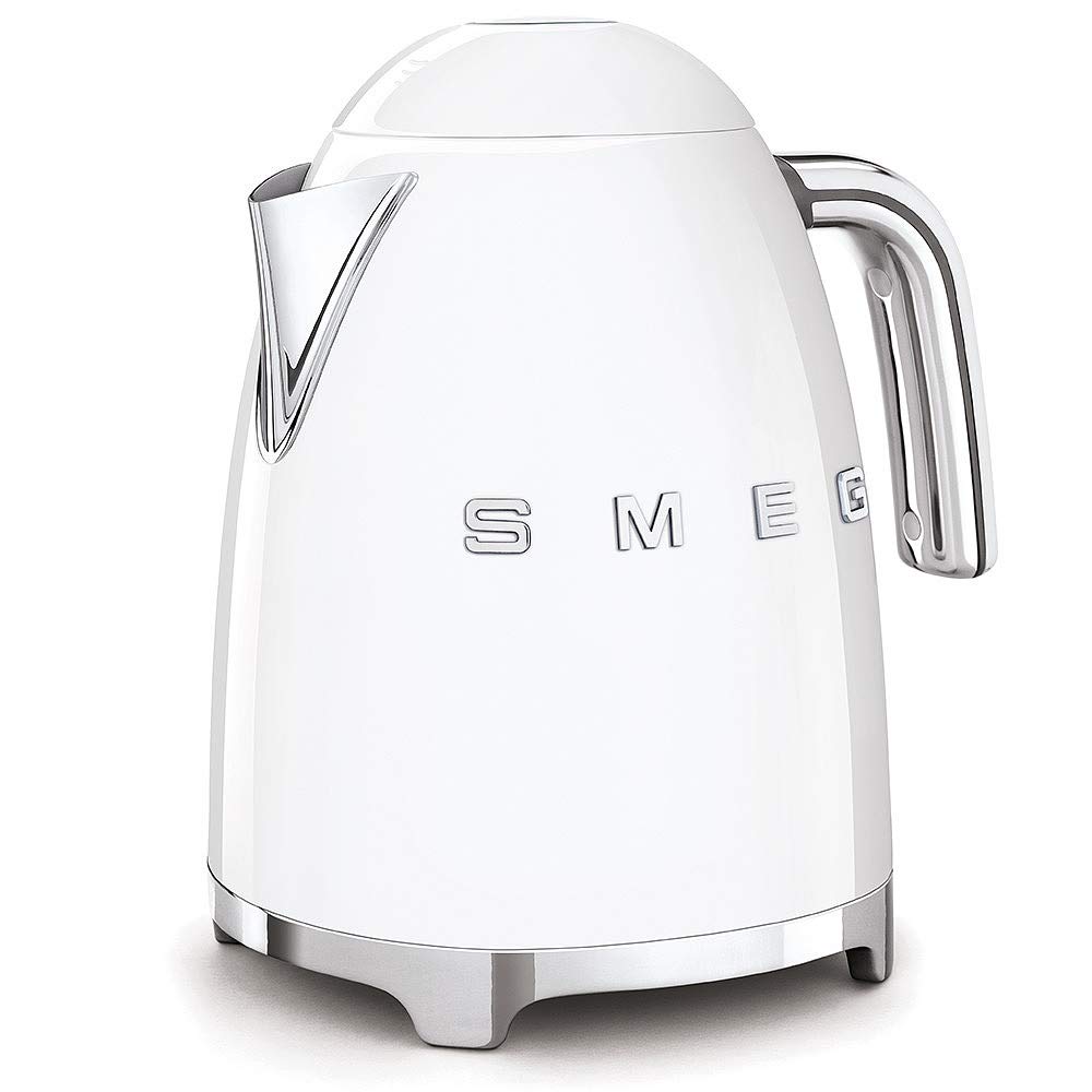 SMEG KLF03 Electric Kettle 1.7L (7 Cup), Retro Hot Water Boiler for Tea & Coffee, Fast Boiling, Auto Shut-Off, Soft Open Lid, 360° Swivel Base Countertop Kettle – White