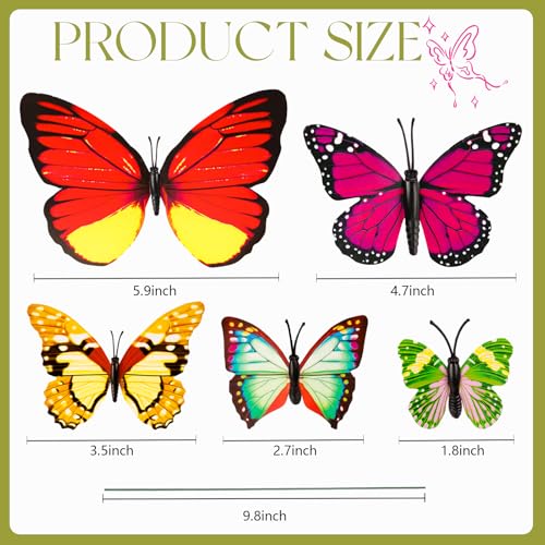 Teenitor CY003 40 Pcs Pvc Waterproof Butterfly Decorations, 5 Different Size And Styles Of Butterfly Garden Stakes thumb #1