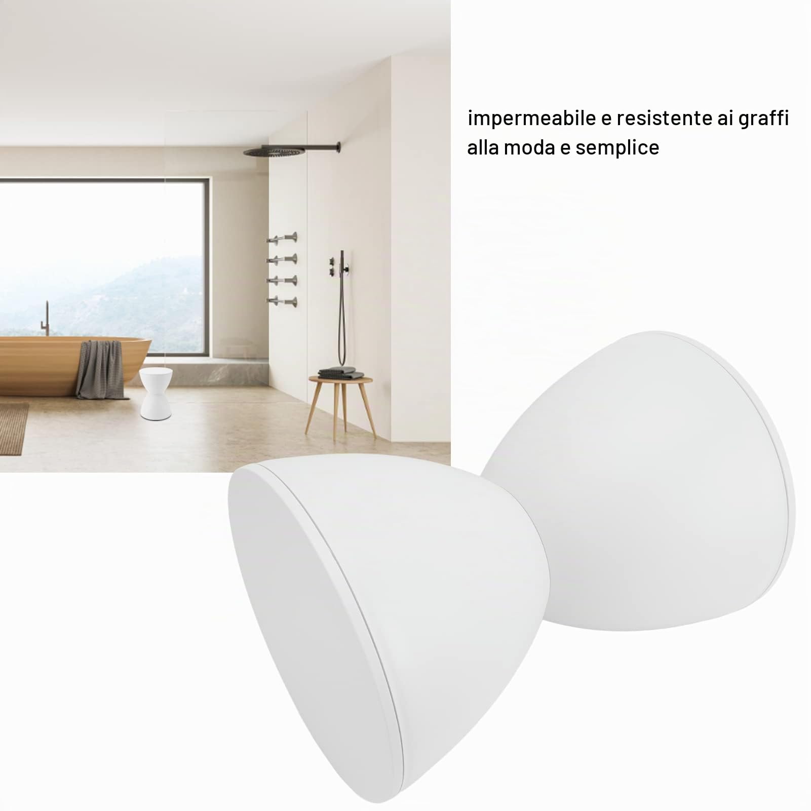 Sgabello Rotondo in Plastica Clessidra, Stile Nordico per Casa e Bagno (Blanc)