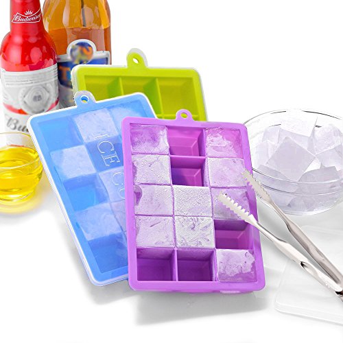 3 Packs Ice Cube Trays Silicone Ice Cube Trays with Lids Easy Release