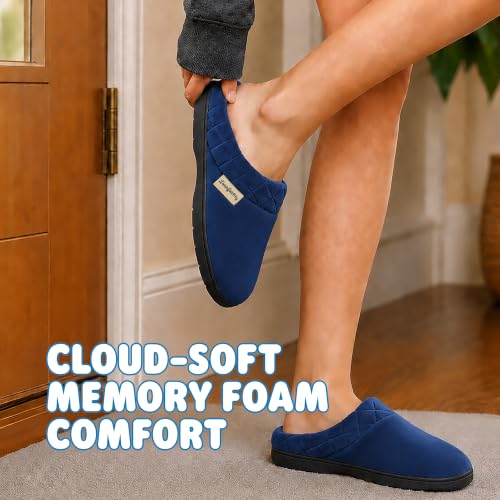 Image of Dearfoams Women's Lightweight Memory Foam Indoor House Slipper Darcy Velour Clog with Wide Widths