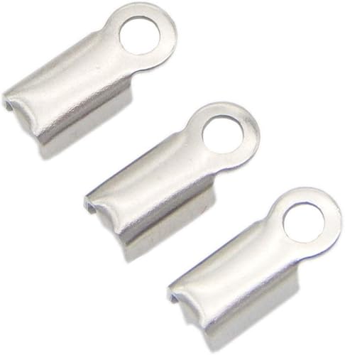 Adabele - 20 piezas de tubo de plata de ley 925 auténtica plegable sobre extremos de cable, puntas de engarzado, tope, cuentas de conector para