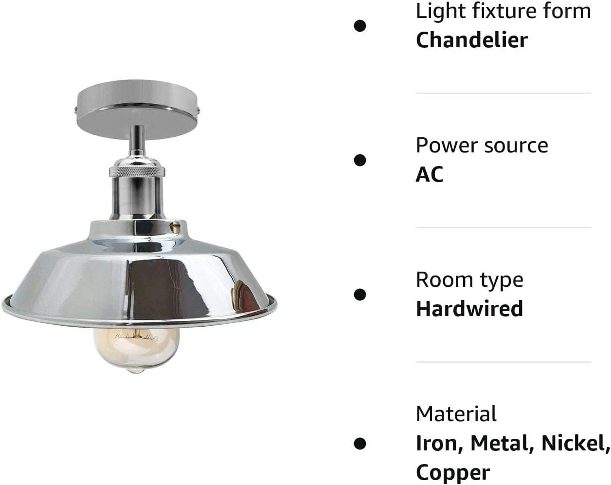 DC VOLTAGE Industrial Ceiling Light Chandelier Semi-Flush Mount E27 Base Chrome Metal Curvy Lights Ceiling Light Fixture for Bedroom Living Dining Room Hallway (Chrome) - Image 4