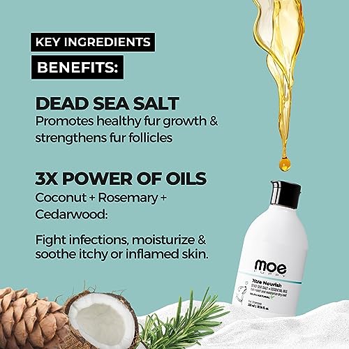 Image of Moe Puppy Xtra Nourish Medicated Dog & Cat | Anti-Itch Skin Relief | Herbal Dog Shampoo | Antifungal & Antibacterial | Gentle Formula of Dead Sea Salt & 3 Essential Oil & Nourishing Formula (300ml)