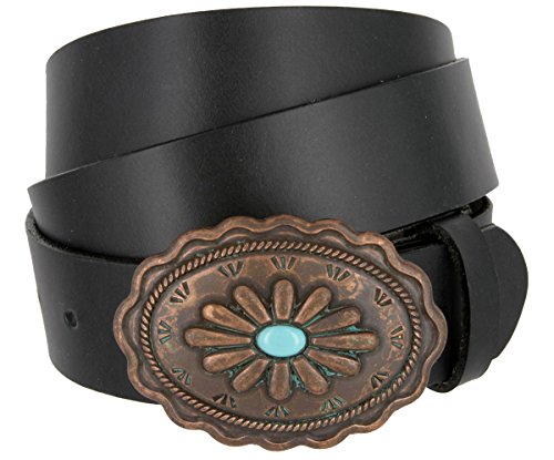 Susanna Southwestern Turquoise and Copper Buckle Genuine Leather Belt2
